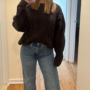 Aritzia Brown Cable Knit Sweater
